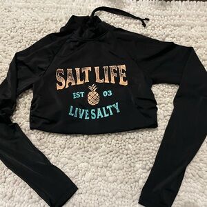 Salt Life Black Zip-Up Rash Guard with White Logo